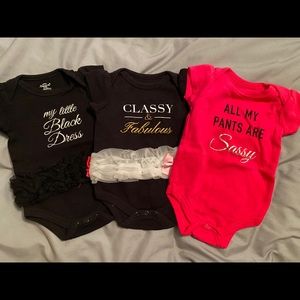 3 0-3 month girl ‘dressy’ onesies
